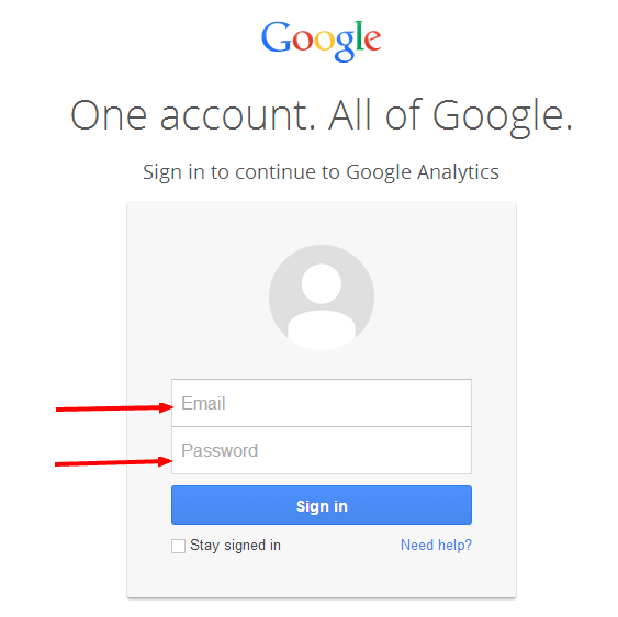 Google Analytics Sign In Page