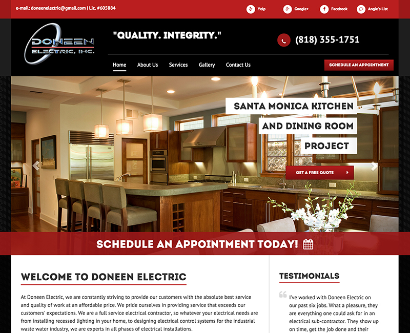Doneen Electric Homepage Design