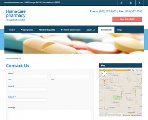 Home Care Pharmacy Contact Page Design